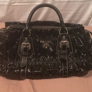 Prada black patent leather handbag